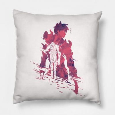 Sung Jin Woo Arrival Red V Solo Leveling Throw Pillow Official onepiece Merch