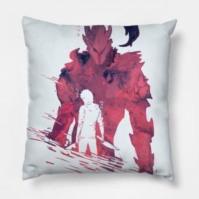 Blood Red Igris Solo Leveling Throw Pillow Official onepiece Merch