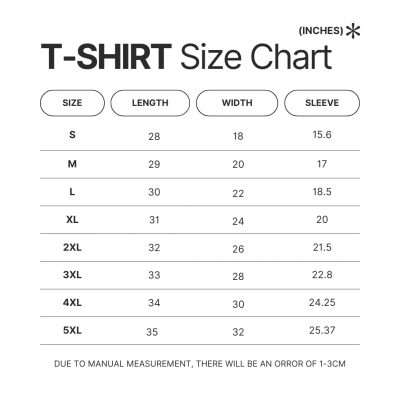 T shirt Size Chart - Solo Leveling Merch